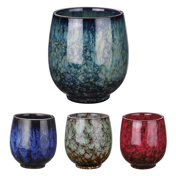 sourcing map 4pcs Chinese Ceramic Teacup 5.41oz Traditional Gong Fu