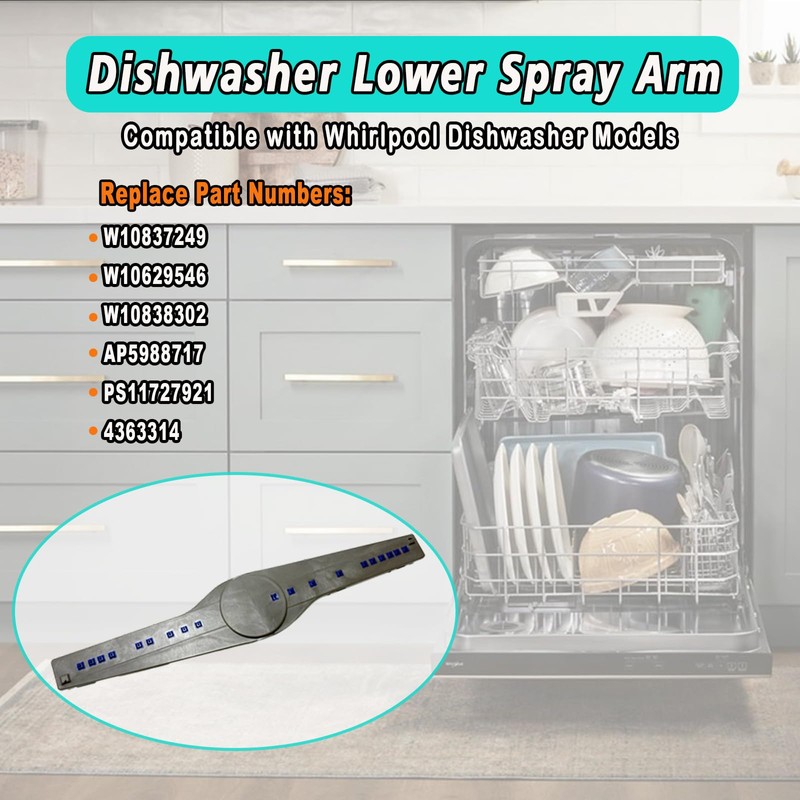 CEYHTLY W10837249 Dishwasher Lower Spray Arm Replacement Compatible with Whirlpool