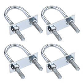 TA-VIGOR 4 sets M8 Round U-Bolts, 31mm Inner Width 90mm Length Steel U-Bolts with Nut, Plate for Attaching Piping Conduit Cable Tube Brackets Boat Trailer