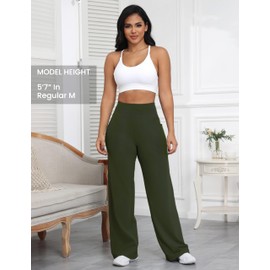ESOFT Wide Leg Pants Women High-Waisted Yoga Work Dress Pants, Casual Sweatpants, Petite/Regular/Tall Olive