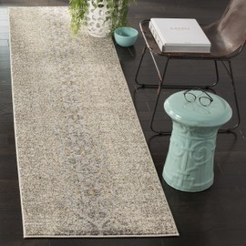 SAFAVIEH Monaco Collection MNC209G Modern Boho Abstract Distressed Non-Shedding Living Room Entryway Foyer Hallway Bedroom Runner, 2'2" x 6' , Grey / Multi