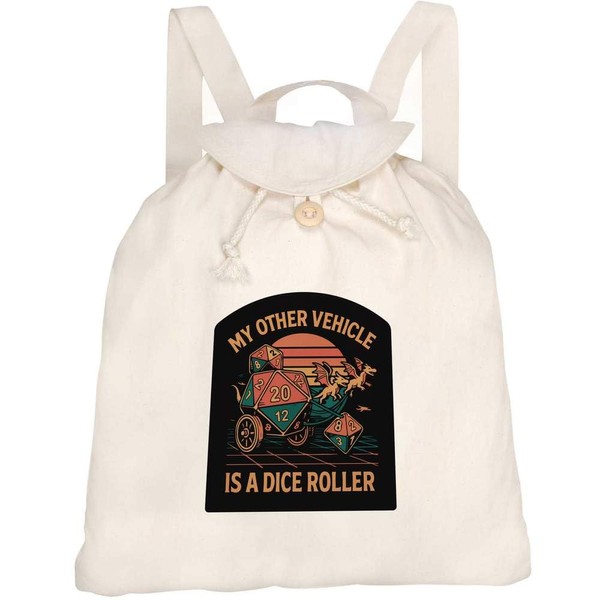 Azeeda 'My Other Vehicle is a Dice Roller' Canvas Rucksack/Backpack