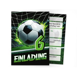 12 Invitation Cards for 6th Children's Birthday Football Boys Children Cool Colourful Invitations Sixth Birthday Invitations Kids