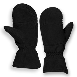 AMERICAN FUR Deerskin Suede Mittens - Black Insulated (Medium)