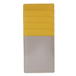 costick Genuine Leather Inner Card Case, Holds 10 Cards, with Skimming Prevention Function, Women's, Unisex, yellow/grey
