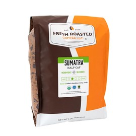 Fresh Roasted Coffee,100% Organic Sumatra Water Half-Caf | 5 lb (80 oz) | Single Origin | Medium Roast | RFA Kosher | Whole Bean