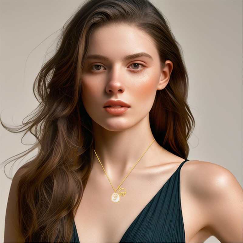 Zircobic Romantic Rose EnamelMustard Seed Pendant Necklace | Elegant Faith