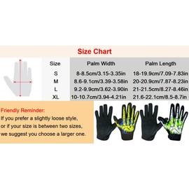 EXCEREY Ghost Claw Skeleton Touch Screen MTB Off-Road Bicycle Full Finger Off-Road Racing Gloves Outdoor Sports for Men Women & Mountaineering (Green, M)