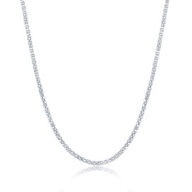 Sterling Silver Italian Alternating Diamond-Cut Coreana and Popcorn 18" Chain Necklace