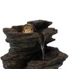 Gardenised Decorative 4 Tier Rock Look Water Fountain with LED