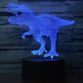 Dinosaur Night Light for Kids T-Rex 3D Illusion Table Lamp 7 Colors Gradual Changing Xmas Decorations Led Light with Smart Touch & USB Cable - Dinosaur Toys for Boys Age 2 3 4 5 6 7 8 Year Old