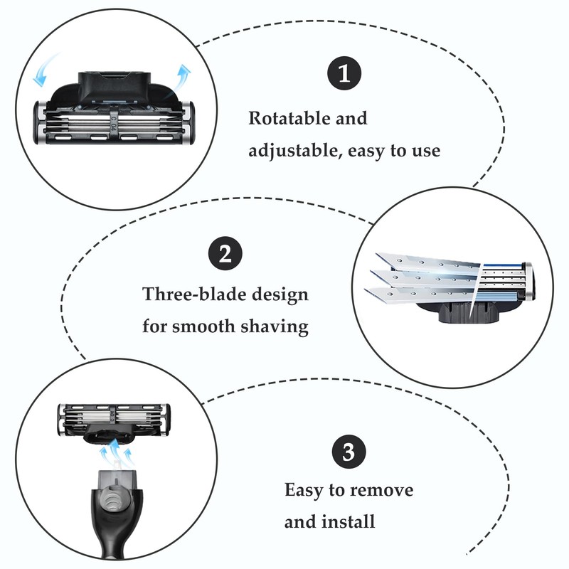 16 Pcs Razor Blades Compatible with Mach 3 for Men,