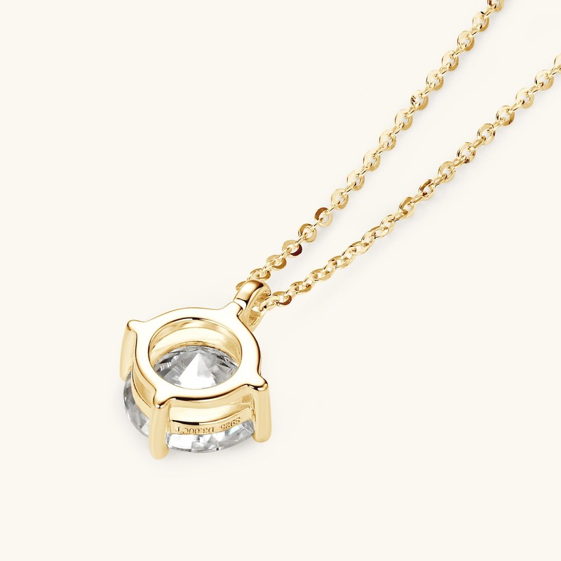 PROSTORY 3CT Moissanite Solitaire Pendant Necklace for Women (Gold)
