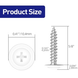 Etauwe #8 x 5/8" Truss Head Fast Self Tapping Screws, Alloy Steel Wood Screws, White Head, Full Thread, Screwdriver Bit Included, 100 PCS