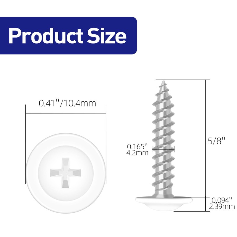 Etauwe #8 x 5/8" Truss Head Fast Self Tapping Screws,