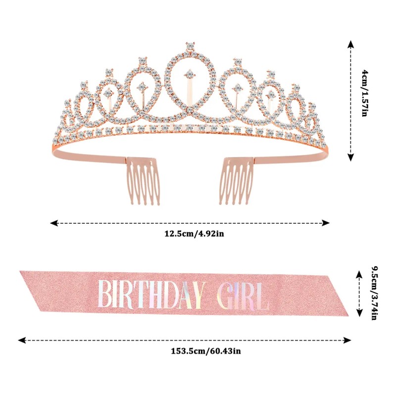Corona Y Faja De Cumpleaños Para Mujeres Niña Decoraciones