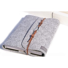 Calendar Cover Notebook A5 Grey Felt Cover Calendar Cover Leather Retro Vintage Gift School Abitur Training Study Carabiner Casual Light Grey
