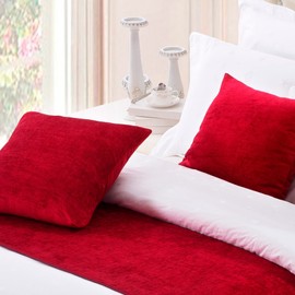 OSVINO 2 Pack European Style Solid Color Square 50x50cm Chenille Throw Pillowcase Home Hotel Bed Sofa Pillow Sham Cushion Cover Décor Luxury Elegant, Red 50x50cm