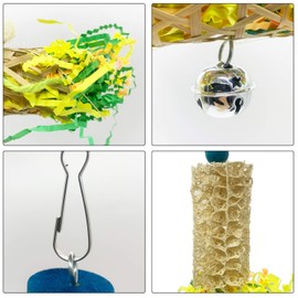 EBaokuup Bird Parrots Shredding Toys Parakeet Chewing Toys Bird Loofah Toys Parrot Cage Shredder Toys Bird Foraging Hanging Toys Bird Accessories for Parrots Lovebird Cockatiel Conure African Grey