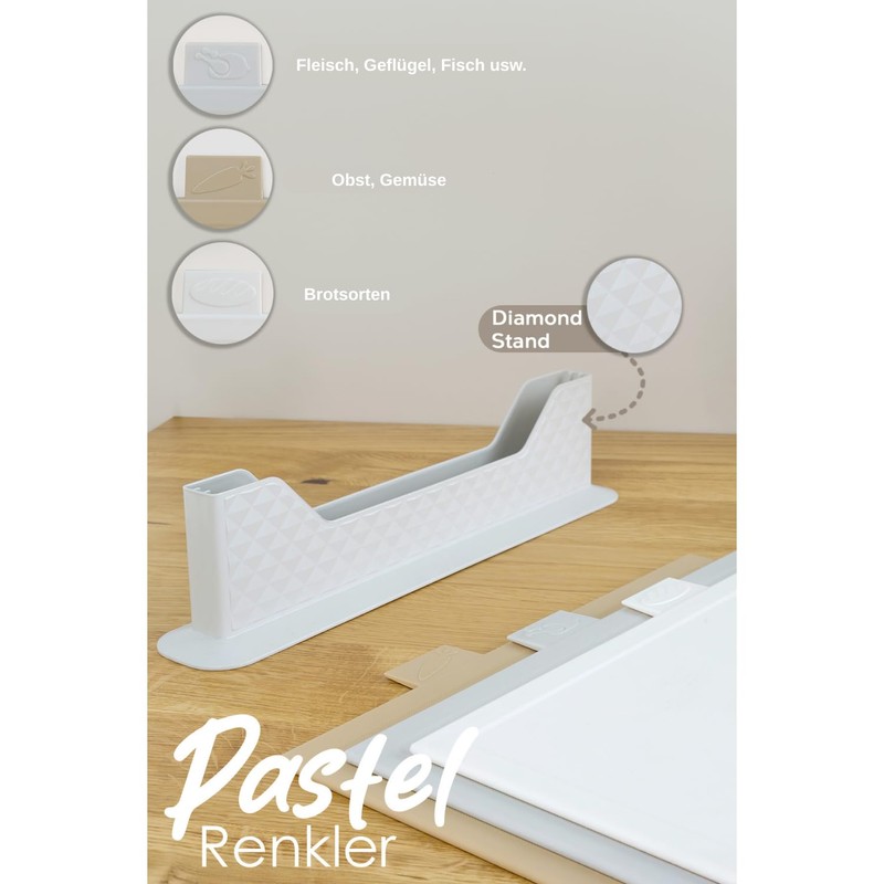 IDOBY Plastic Chopping Board Set of 3 with Stand, Three