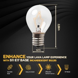 Seentech S11 E17 Middle Base 40 Watt 120V Incandescent Bulbs Adjustable Warm White Light - Lava Lamp Replacement Bulb, Suitable for 14.5-Inch/20oz Flash and Lava lamp (4 Pack)