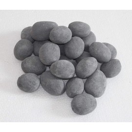 HMB 24 Pcs Grey Stone-Like Ceramic Pebble for Gas Fireplace Stove Gas firepit