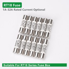 Wengart AC Cylindrical Fuse Link RT18-32 (RO15), AC500V 20A, 120kA, 10x38mm, 10 pieces, Strong Breaking Capacity, Can Reliably Protect The Circuit