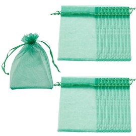 Rierdge 50 Pcs Fruit Protection Bags, 6" x 4" Green Garden Mesh Cover Bag with Bilateral Drawstring for Protecting Flower Fruit Plant Vegetables