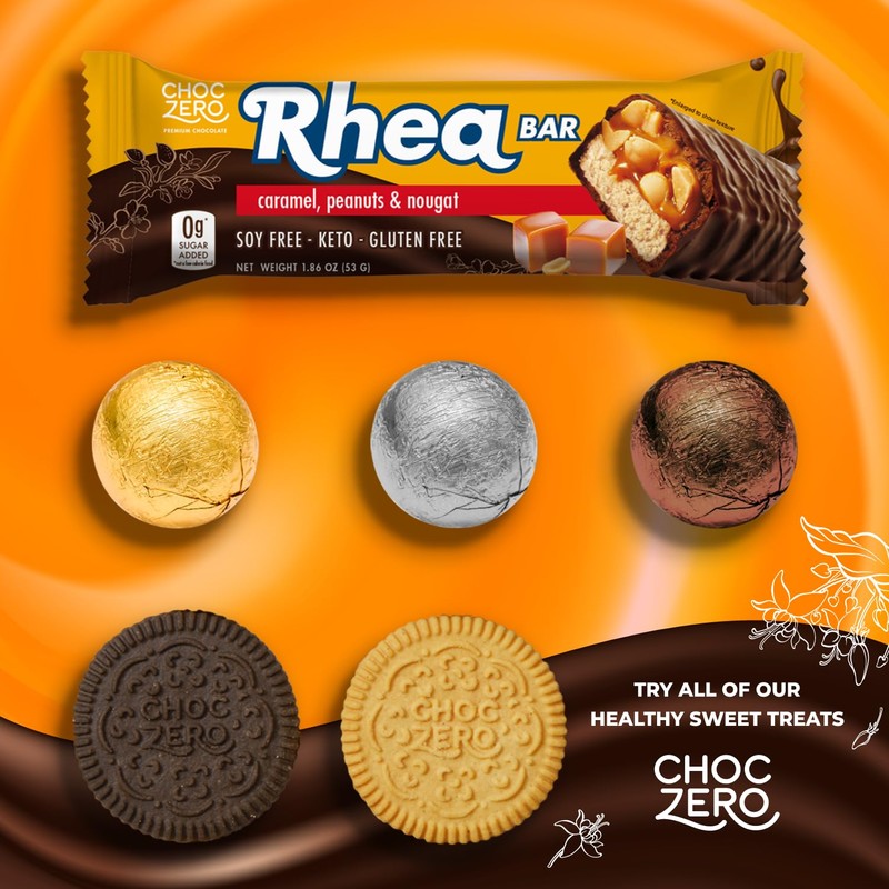 ChocZero Milk Chocolate Peanut & Caramel Nougat Candy Bar, Zero