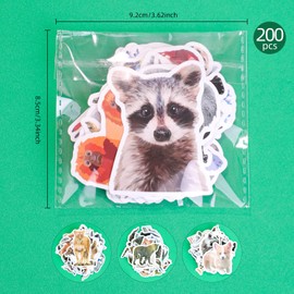 200Pcs Realistic Animal Stickers,Cute Zoo Animals Stickers,Waterproof Wildlife face Stickers,These Stickers are Perfect for Kids,Great for Sticking on Water Bottles,scrapbooks and Other Items