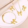 ankbrats Gold Bow Jewelry Set for Women, Ribbon Bow Necklace