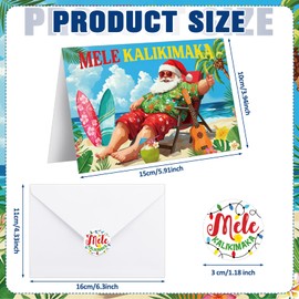 Eersida 48 Pcs Hawaiian Tropical Christmas Cards Mele Kalikimaka 8 Different Christmas Card Designs with 48 Envelopes and Stickers Xmas Gifts for Relatives and Friends