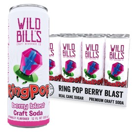 Wild Bill's Berry Blast Ring Pop Craft Soda Pop Soft Drinks – Pure Cane Sugar, No HFCS, Caffeine Free, Vegan, Gluten Free, Low Sodium, Lightly Carbonated - 12 Oz Cans 12 Pack