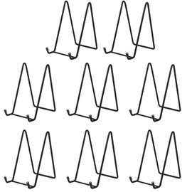 BATINO 8 Pack Plate Stands for Display, 6 Inch Plate Holder Display Stand, Metal Frame Holder Stand, Black Iron Easel Plate Holder Display Stands for Picture, Decorative Plate, Book, Photo Easel