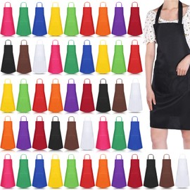 Handepo Paquete de 36 delantales con peto a granel para mujeres con bolsillos, delantales de cocina de algodón, 12 colores
