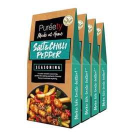 Pureety | GLUTEN FREE Salt & Chilli Pepper Seasoning | Restaurant quality meals made at home | One pack serves four | x 4 packs