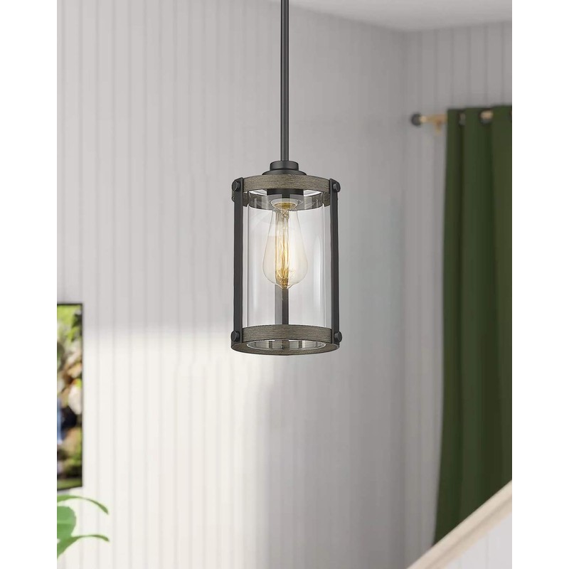 Osimir Farmhouse Pendant Light Fixtures, 1-Light Black Glass Pendant Lights
