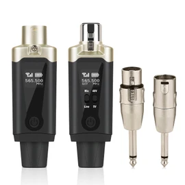 Kadjuh Wireless XLR Transmitter and Receiver& Wireless Guitar Transmitter Receiver,Rechargeable Mic Adapter 16 Channels 196ft Range for Dynamic Microphone,Audio Mixer,Electric Guitar Bass