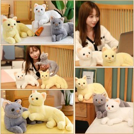 Uposao Simulation Cat, 30 cm Realistic Plush Toy Cat Soft Plush Doll Animal Figures Animal Ornament Office Beautiful Toy Pet Birthday Gift for Children, Women Table Decoration