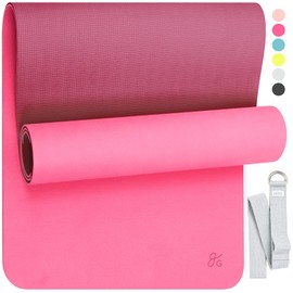 Greater Goods Exercise Mat, Extra Durable, Lightweight Fitness Mat with Strap for Yoga, Pilates and Home Gym, Watermelon Pink