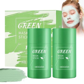 2 Stück Green Mask Stick, Green Tea Mask Für Deep Cleansing, Porenverfeinerung und Feuchtigkeitsbalance, Ölkontrolle für Moisturizing Nourishing Skin, Reduzierung von Mitessern