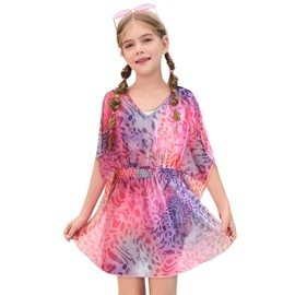 Haloumoning - Traje de baño de gasa para niñas, de 5 a 14 años, Púrpura, 13-14 Años