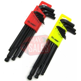 CAL 20pc ALLEN BALL POINT END LONG ARM HEX KEY WRENCH DRIVER SET SAE/METRIC
