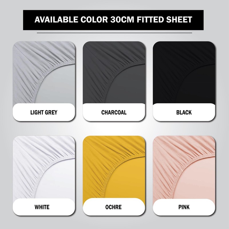 EV Dekor Fitted Sheet Single, Charcoal - Deep Pocket Bedsheet