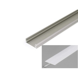 LED Profile 3.2 cm Wide Anodised Aluminium for LED Strips 1 m Including Cover Milky UV Resistant for LED Strips up to max. 29.8 mm Silver 1 m Milky
