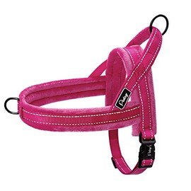 Didog Soft Flannel Padded Dog Vest Harness, Escape Proof / Quick Fit Reflective Dogs Strap Harness,Easy for Walking Training,Hot Pink XXS Size