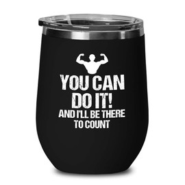 Luxe Gifting Personal Trainer Black Edition Wine Tumbler 12oz - Can Do It - Fitness Instructor Workout Coach Exercise Lover Cardio Lover Gym Coach