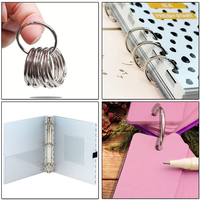 WedDecor 20mm Loose Leaf Rings Mettalic Snap Closure Binder Card