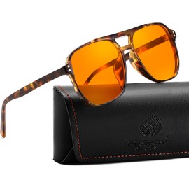 FEISEDY Gafas Ámbar para Luz Azul para Computadora y Gaming, Anti-Fatiga Visual y Mejora del Sueño G2835