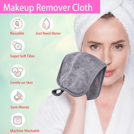 BloomSesame Microfibre Make-Up Cloth, Reusable Microfibre Face Cleansing Cloth, Make-Up Remover Cloth, Grey (6 x 12 Inches, Pack of 12)